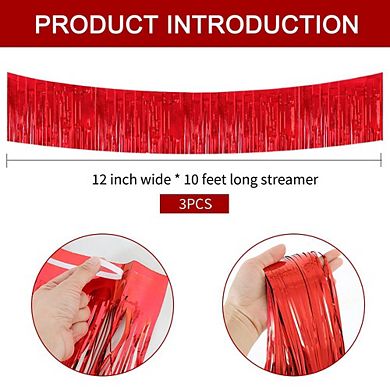3 Packs Metallic Foil Fringe Garland Tinsel Streamers Party Decoration