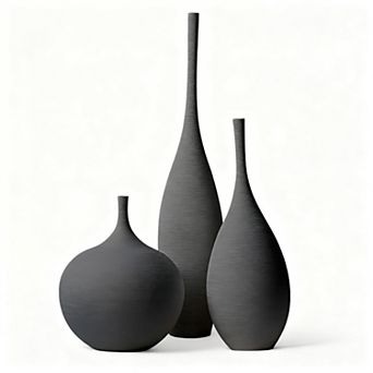 Ceramic Vase Set of 3 Matte Minimalist Boho Home Decor