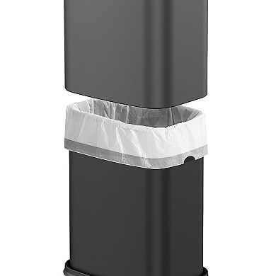 Stainless Steel Bathroom Trash Can Removable Inner Bucket Open Top Narrow Space Anti Slip Base