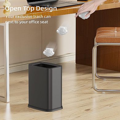 Stainless Steel Bathroom Trash Can Removable Inner Bucket Open Top Narrow Space Anti Slip Base