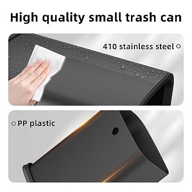 Stainless Steel Bathroom Trash Can Removable Inner Bucket Open Top Narrow Space Anti Slip Base