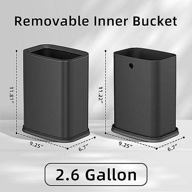 Stainless Steel Bathroom Trash Can Removable Inner Bucket Open Top Narrow Space Anti Slip Base
