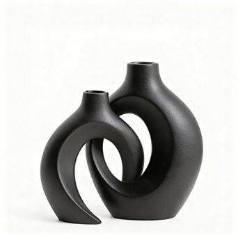 Ceramic Vase Set of 2 Nordic Bohemian Decorative Floral Home Decor 6.3"x8.4"