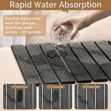 Large slate drying mat, quick-drying kitchen countertop absorbent mat, 24"x16" and 8"x4"