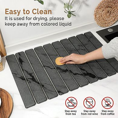 Large slate drying mat, quick-drying kitchen countertop absorbent mat, 24"x16" and 8"x4"