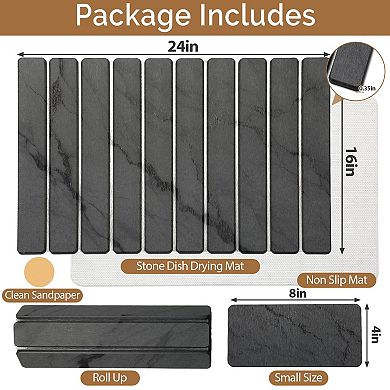 Large slate drying mat, quick-drying kitchen countertop absorbent mat, 24"x16" and 8"x4"