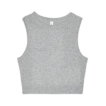 Bella + Canvas Womens/Ladies Heather Micro-Rib Cropped Muscle Tank Top