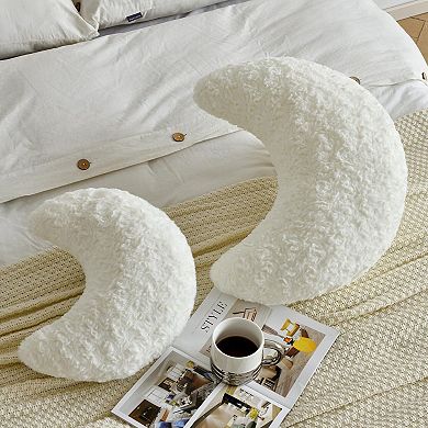 Moon Shaped Pillow Soft Plush Half Moon Decorative Throw Pillow 14.9 Inch