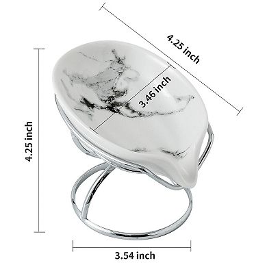 Leaf-shaped Ceramic Soap Dish Self-draining Bar Saver Tray for Shower Bathroom Kitchen