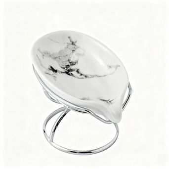 Leaf-shaped Ceramic Soap Dish Self-draining Bar Saver Tray for Shower Bathroom Kitchen