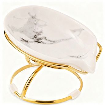 Leaf-shaped Ceramic Soap Dish Self-draining Bar Saver Tray for Shower Bathroom Kitchen