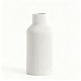 Ceramic Vase Minimalist Modern Home Decor Ribbed Texture Matte Finish