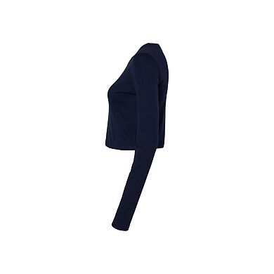 Bella + Canvas Womens/Ladies Plain Micro-Rib Long-Sleeved Crop Top
