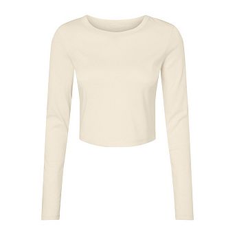 Bella + Canvas Womens/Ladies Plain Micro-Rib Long-Sleeved Crop Top