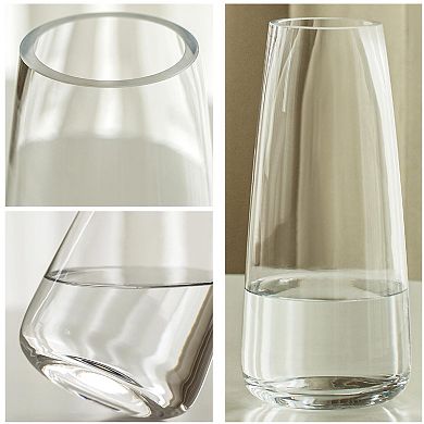 Modern Glass Vase Transparent Crystal Home Office Decoration Height 8.7 Inches