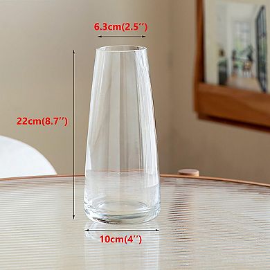 Modern Glass Vase Transparent Crystal Home Office Decoration Height 8.7 Inches