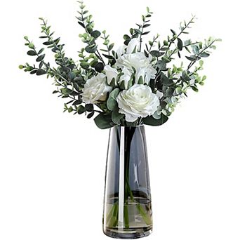 Modern Glass Vase Transparent Crystal Home Office Decoration Height 8.7 Inches
