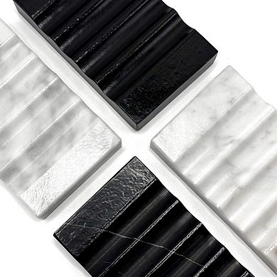 Real Marble Soap Dish Self Draining Non Slip Stone Tray Luxury Bath Accessories