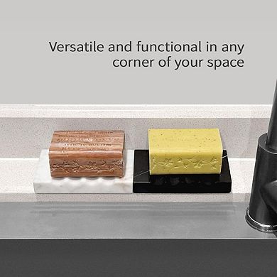 Real Marble Soap Dish Self Draining Non Slip Stone Tray Luxury Bath Accessories