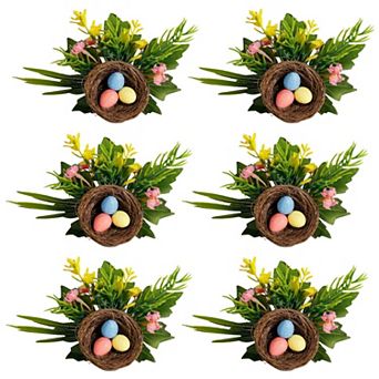 Handmade Easter Napkin Rings 6 pc Set Bird's Nest Egg Rings Dinner Decoration