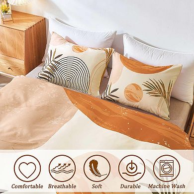 Boho Sun Beige Duvet Cover Set, 3D Printed, Soft Microfiber, 3 Pieces King