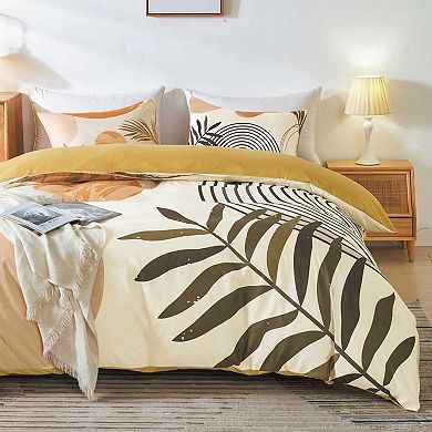 Boho Sun Beige Duvet Cover Set, 3D Printed, Soft Microfiber, 3 Pieces King