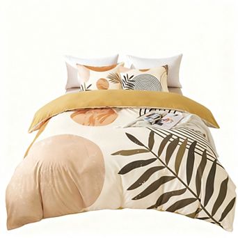 Boho Sun Beige Duvet Cover Set, 3D Printed, Soft Microfiber, 3 pc King