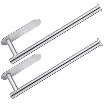 Stainless Steel Under Cabinet Paper Towel Holder 2 Pack Wall Mount Self Adhesive Screws Kitchen