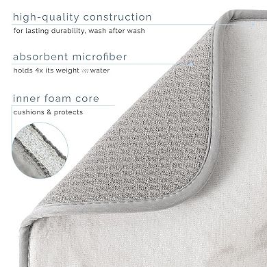 Microfiber Dish Drying Mat XL 18x24 Absorbent Kitchen Counter Pad Grey