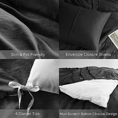 Prewashed Microfiber Duvet Cover Set - Farmhouse Design, All Season, Soft & Breathable