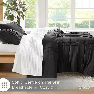 Prewashed Microfiber Duvet Cover Set - Farmhouse Design, All Season, Soft & Breathable