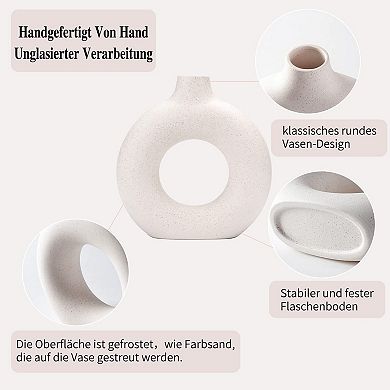 Donut Vase Hollow Ceramic Handmade Minimalist Boho Modern Home Decor