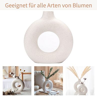 Donut Vase Hollow Ceramic Handmade Minimalist Boho Modern Home Decor