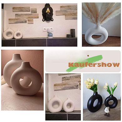 Donut Vase Hollow Ceramic Handmade Minimalist Boho Modern Home Decor