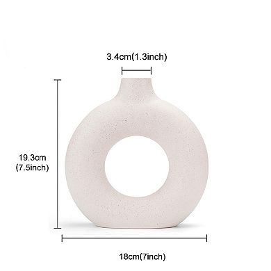 Donut Vase Hollow Ceramic Handmade Minimalist Boho Modern Home Decor