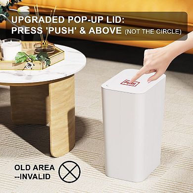 3 Pack 2.6 Gallon Small Trash Can With Lid Pop-up Waste Basket For Bathroom Kitchen Bedroom Office