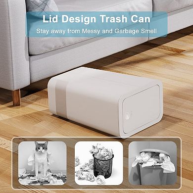 3 Pack 2.6 Gallon Small Trash Can With Lid Pop-up Waste Basket For Bathroom Kitchen Bedroom Office