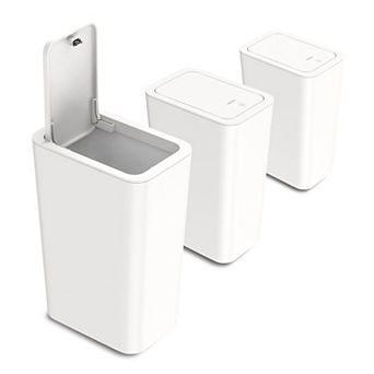 3 Pack 2.6 Gallon Small Trash Can With Lid Pop-up Waste Basket For Bathroom Kitchen Bedroom Office