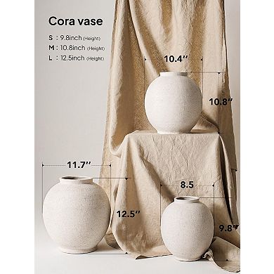 Large Ceramic Vase 9.8 Inch Rustic Farmhouse Minimalist Tall Home Decor
