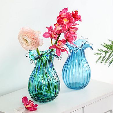 Glass Bubble Vase 8.5" Blown Modern Art Flower Vase Table Centerpiece Home Decor