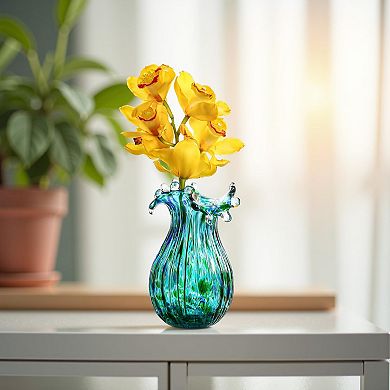 Glass Bubble Vase 8.5" Blown Modern Art Flower Vase Table Centerpiece Home Decor