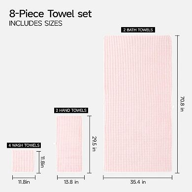 8-Piece Bath Towel Set Microfiber Quick Dry Absorbent Large Hand Washcloth
