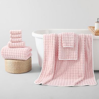 8-Piece Bath Towel Set Microfiber Quick Dry Absorbent Large Hand Washcloth