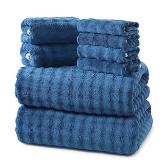 8 pc Bath Towel Set Microfiber Quick Dry Absorbent Large Hand Washcloth