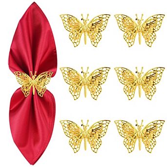 6 Butterfly Napkin Rings Metal Alloy Table Decoration Wedding Party Holiday