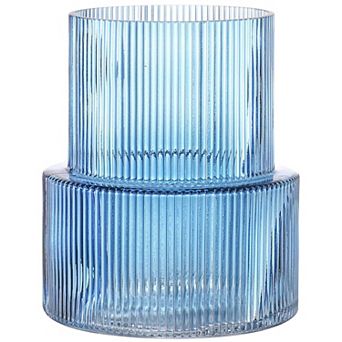 Ribbed Glass Vase Fluted Clear Flower Vase Modern Home Decor 7.5 Inches