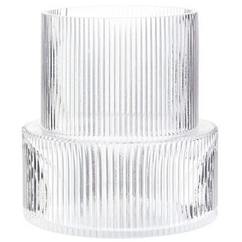 Ribbed Glass Vase Fluted Clear Flower Vase Modern Home Decor 7.5 Inches