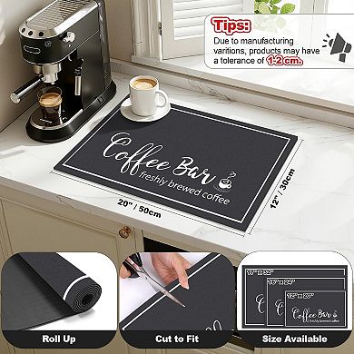 12"x20" Dish Drying Mat Super Absorbent Coffee Bar Kitchen Counter