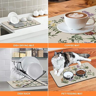 Dish drying mat 12"x20" absorbent Coffee bar