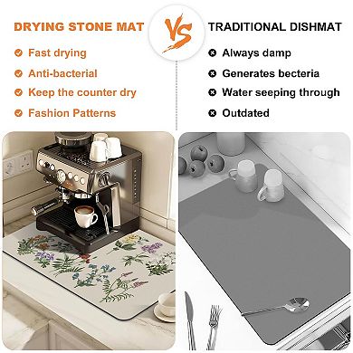 Dish drying mat 12"x20" absorbent Coffee bar
